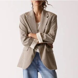 H&M Tan Checkered Blazer for Women